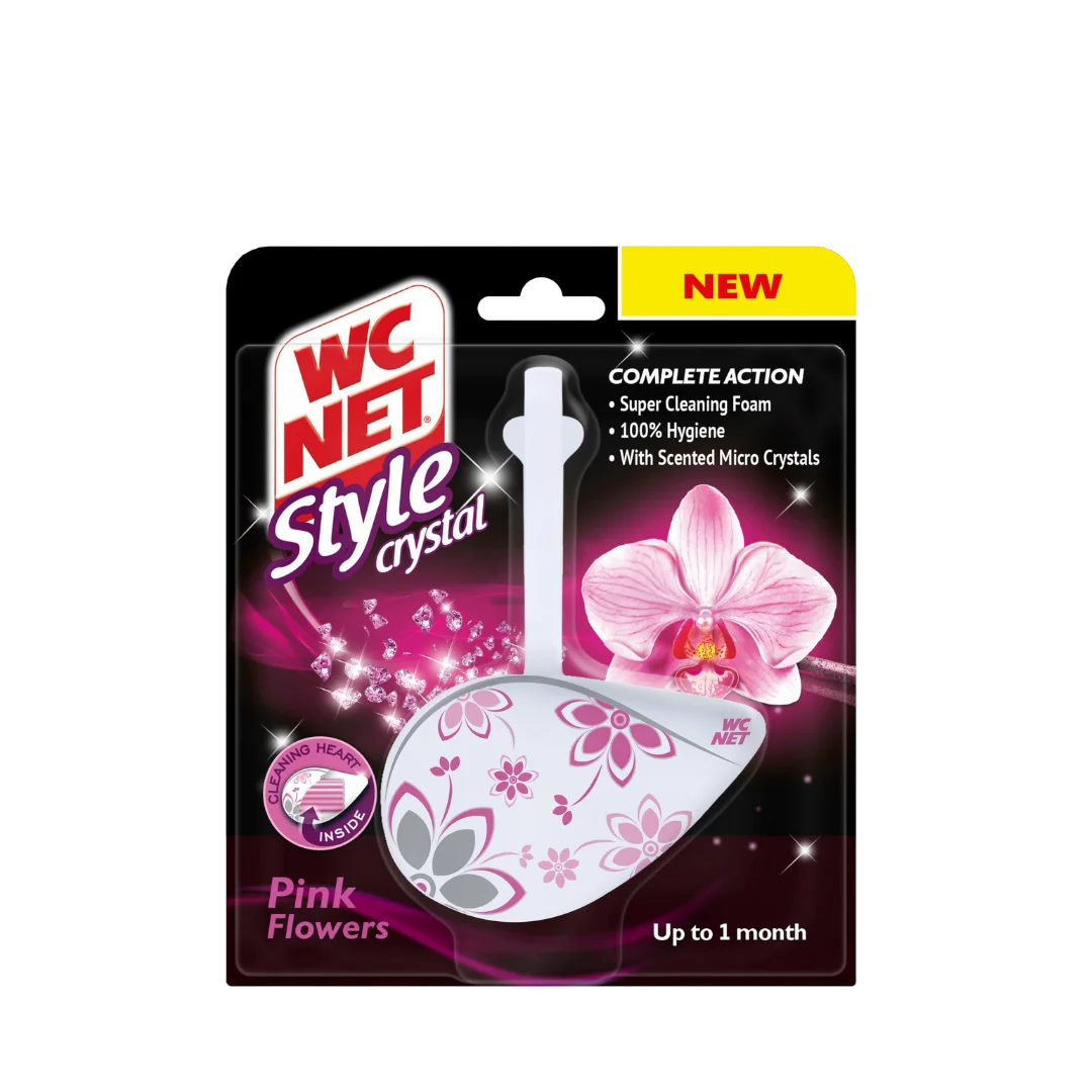 WC NET Toilet Block Style Crystal Pink Flowers 1pc