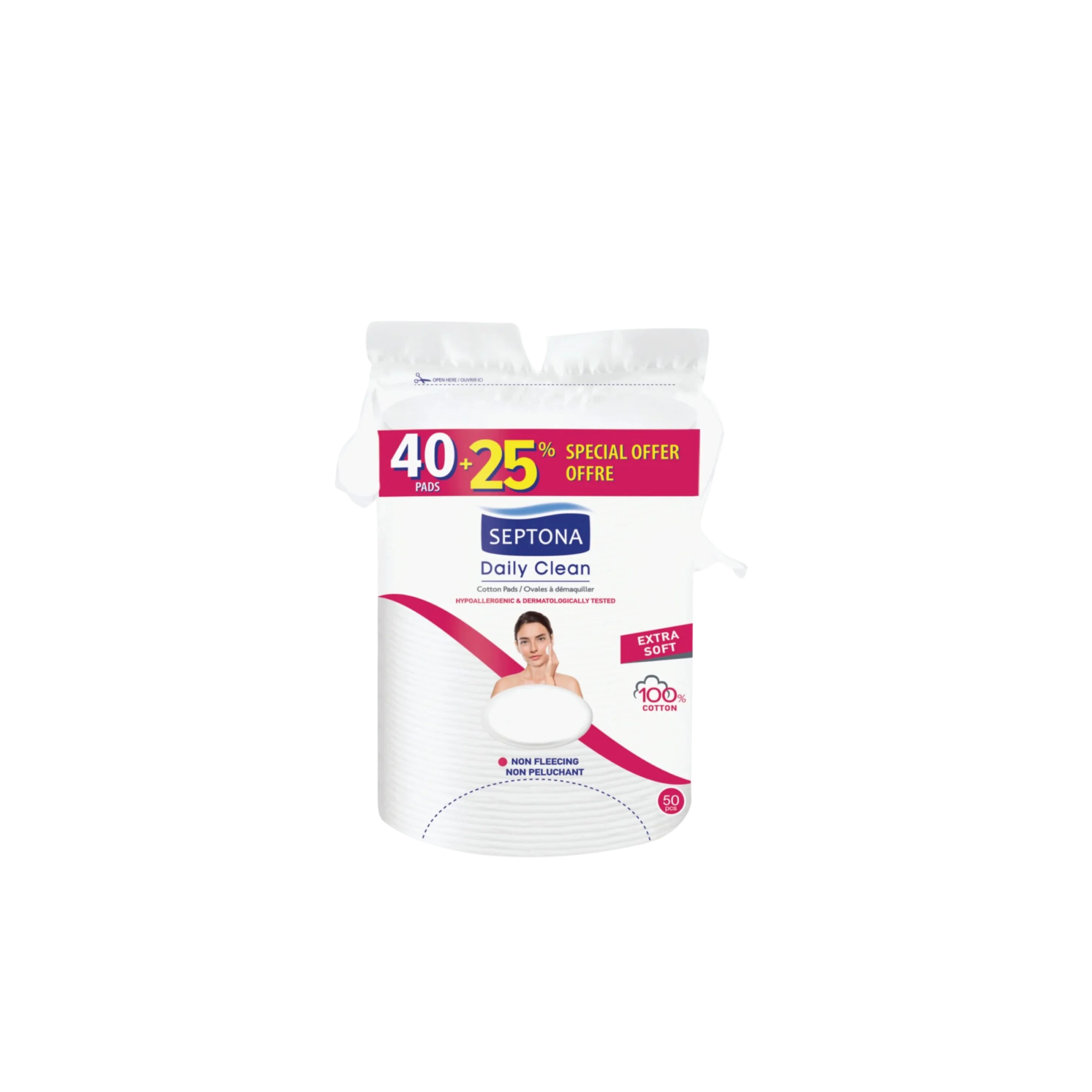 سبتونا قطن بيضوي لإزالة المكياج 40+25 % مجانا