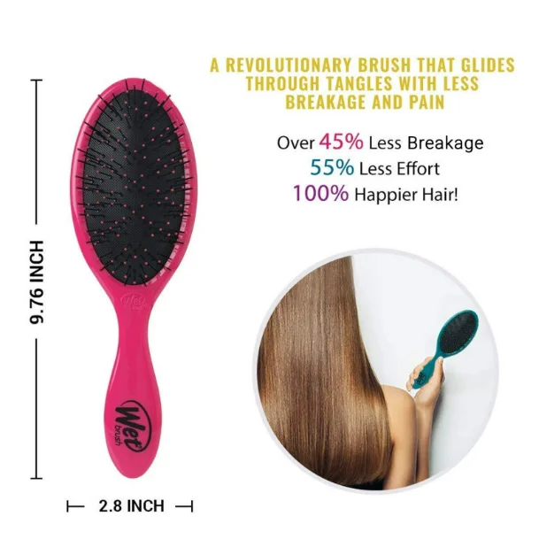 Wet Brush Detangler For Thick Hair - Pink - Image 4