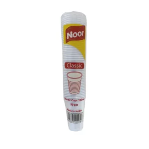 Noor plastic cups 180ml classic 50 pcs