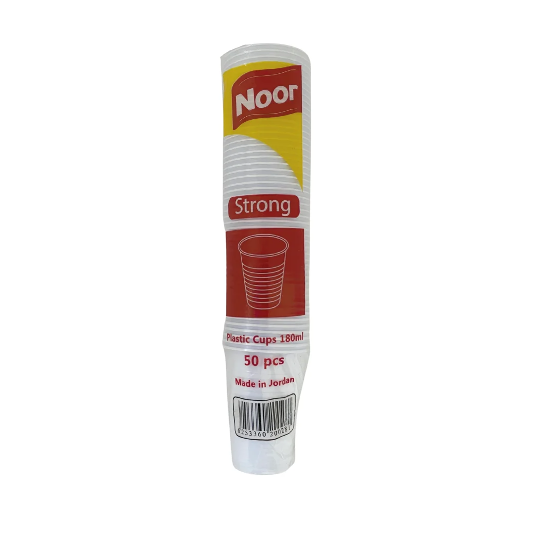 Noor plastic cups 180ml strong 50 pcs