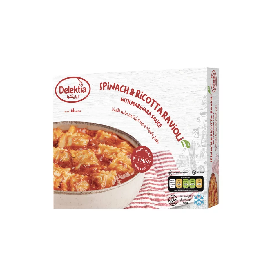 Delektia Spinach and Riccota Ravioli with marinara sauce 500g