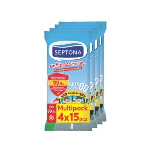سبتونا مناديل مبللة  مضادة للبكتيريا "اللاطفال" 15 منديل 4X عبوات توفير